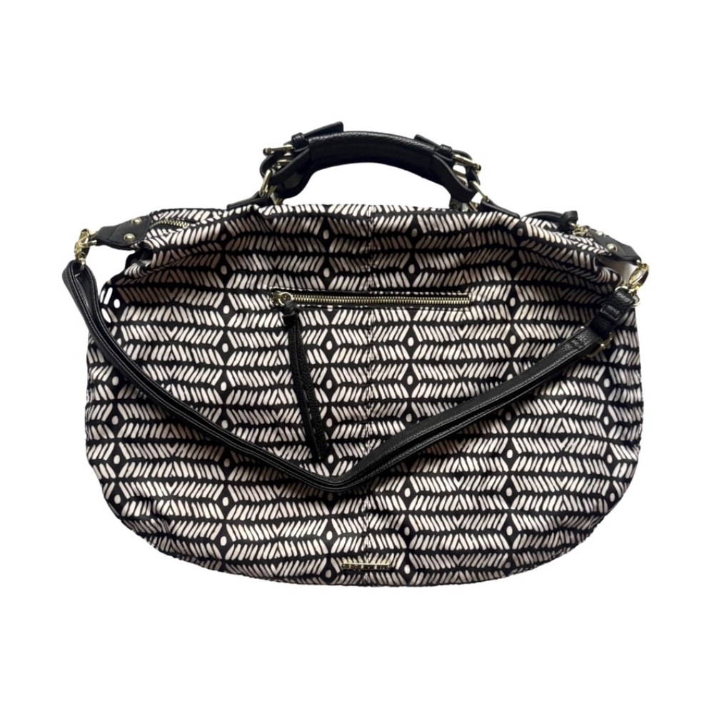 Steven Brand Black & White Herringbone Boho Tote Bag